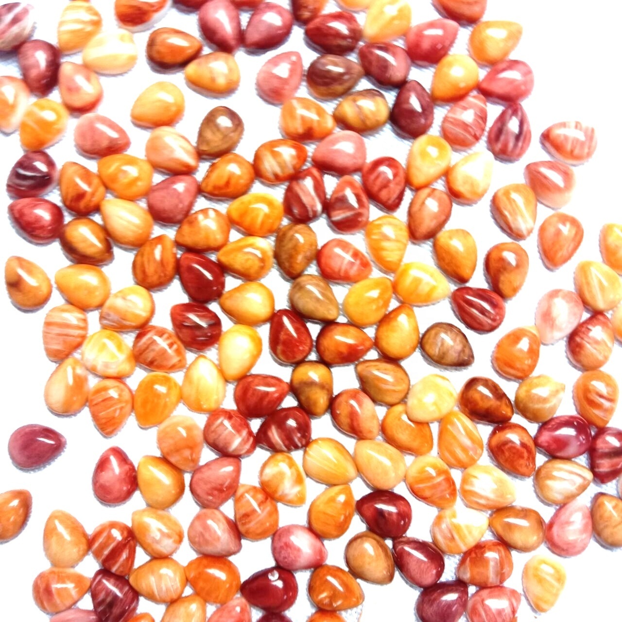 100% 천연 가시 굴 껍질 배/눈물 드롭 원석 카보숑 4