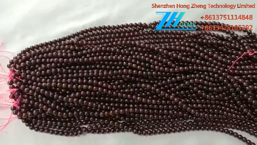 Natural Round Garnet AB shape beads dị ụtọ na nkume uhie uhie 8