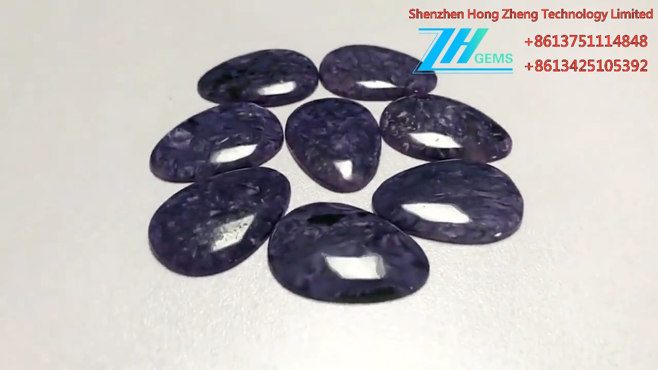 Naturlig päronform Charoite Cabochon Charoite ädelstenshytt 8