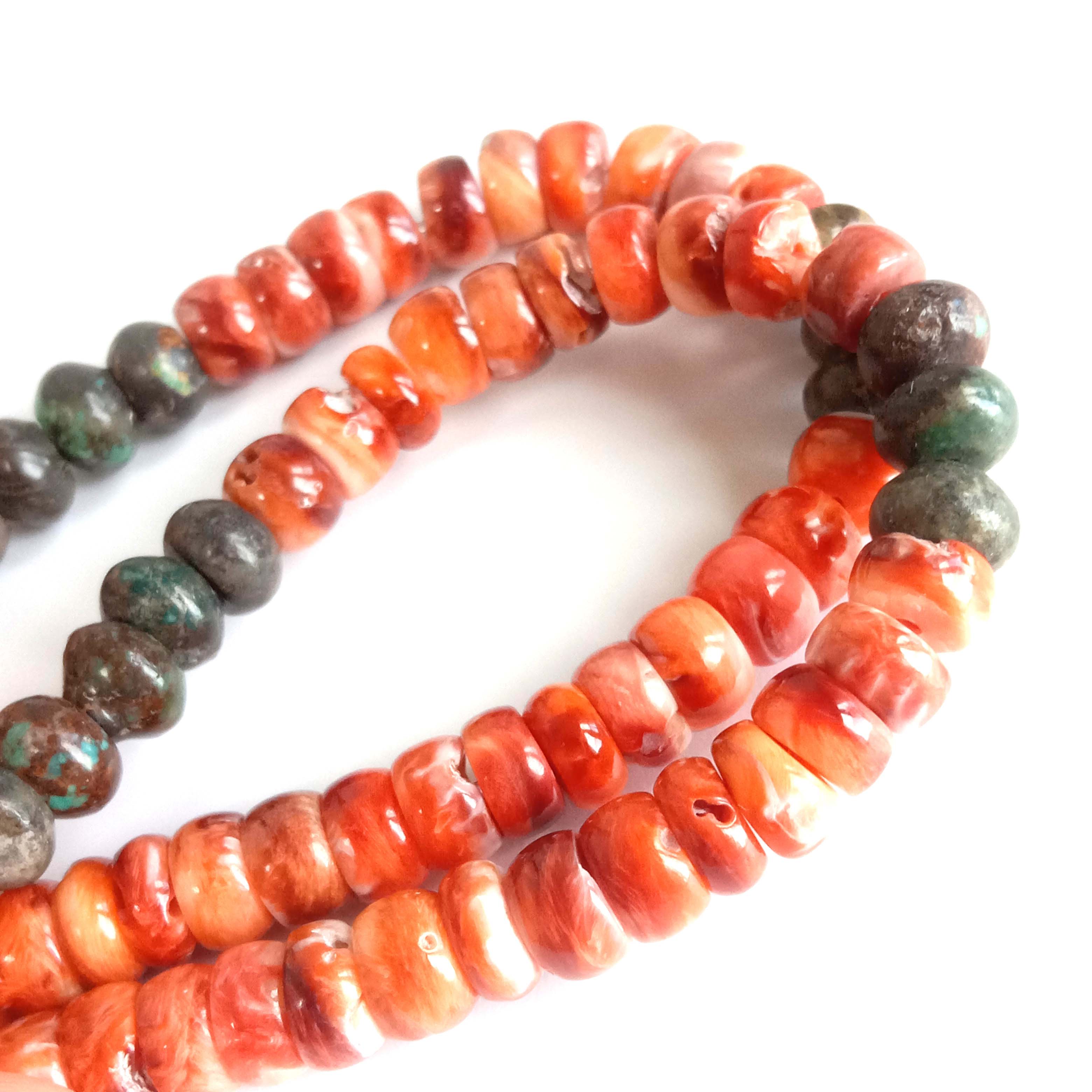 Handmade Spiny Oyster Shell Turquoise Bead Necklace 15