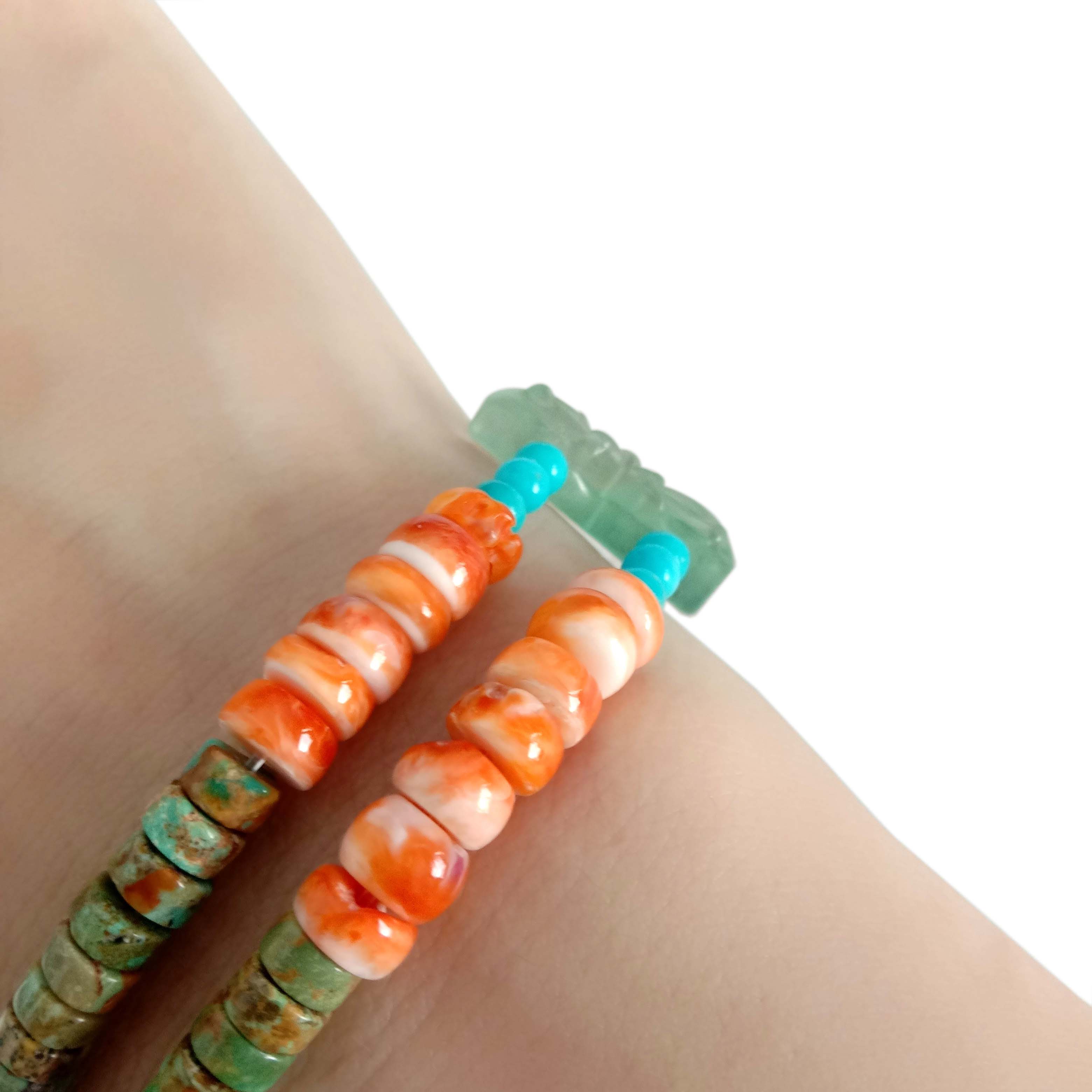 Spiny Oyster Turquoise Bracelet 925 Sterling Silver 15