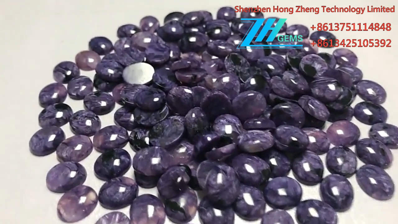 Naturlig Charoite Oval Form Cabochon Lös Ädelsten 8