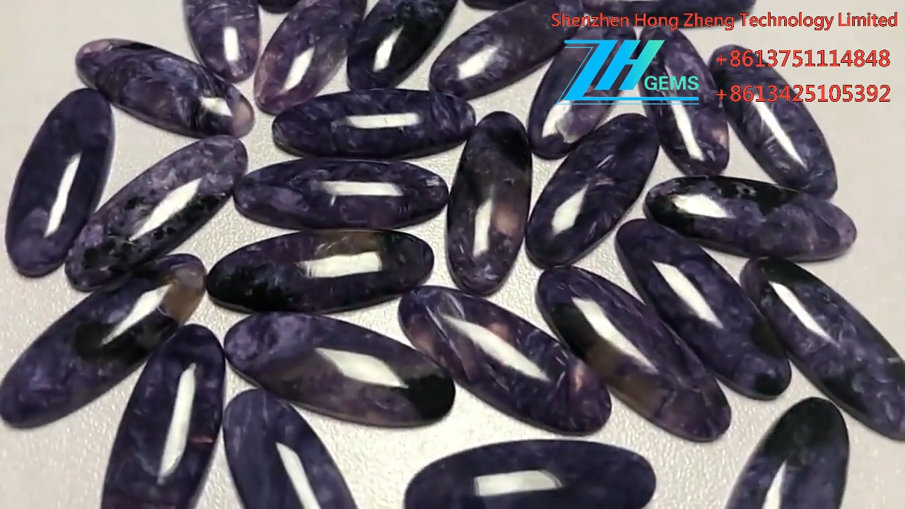 MEZIN Oval Charoite Cabochon Charoite mîhengê cabochon 8