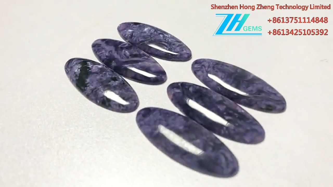Charoite Cabochon Oval Düz Sırt Cabochon Doğal Taş 8