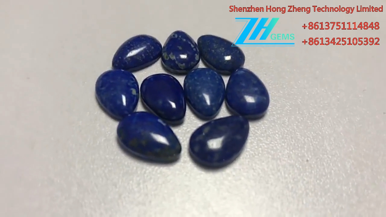 Naturlig blå Lapis Lazuli 15x10x4 mm pæresnitt glatt cabochon 8