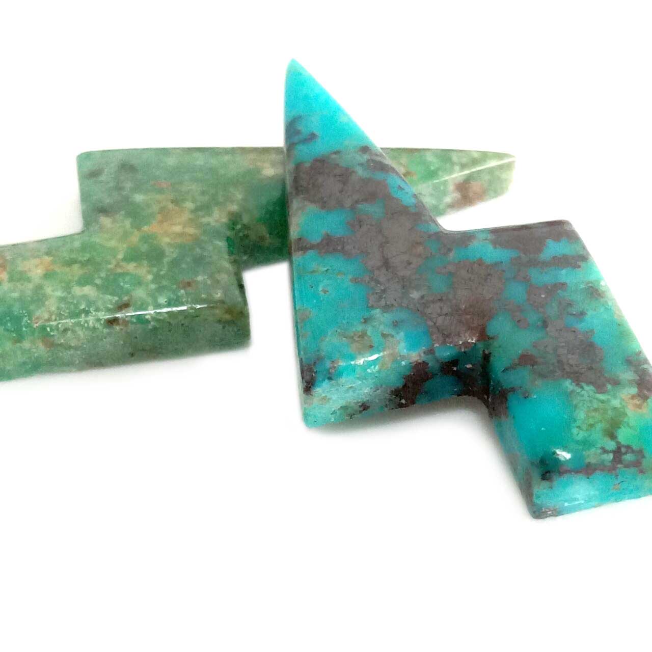 Stabilized Web Turquoise Lightning Bolt Cabochon Gemstone 15