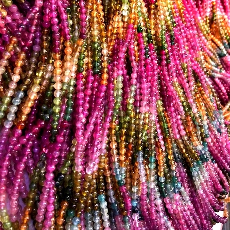 천연 멀티 컬러 토르말린 비즈 풀 스트랜드 6mm 라운드 멀티 컬러 토르말린 비즈 1