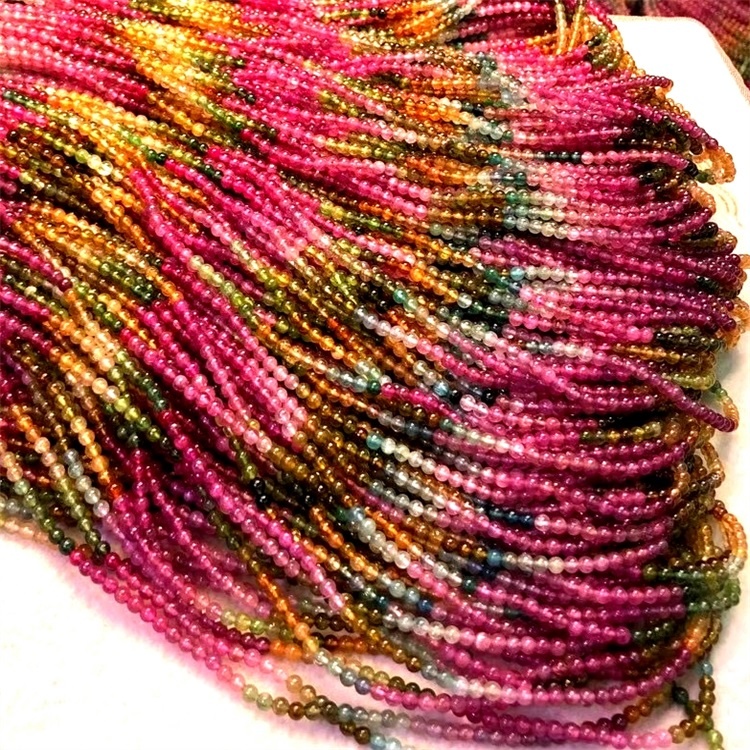 천연 멀티 컬러 토르말린 비즈 풀 스트랜드 6mm 라운드 멀티 컬러 토르말린 비즈 2