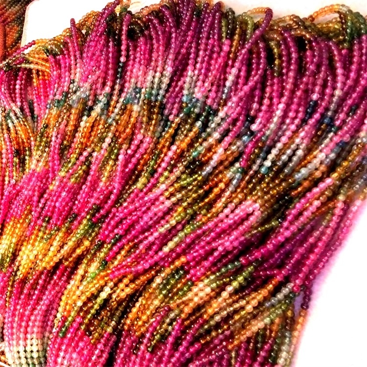 천연 멀티 컬러 토르말린 비즈 풀 스트랜드 6mm 라운드 멀티 컬러 토르말린 비즈 4