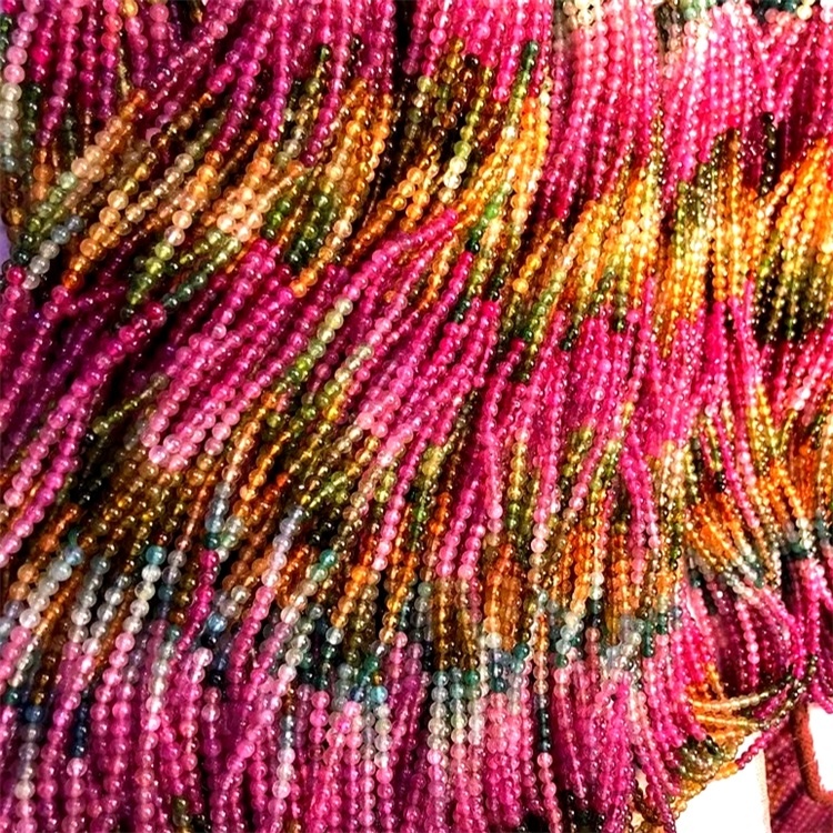 천연 멀티 컬러 토르말린 비즈 풀 스트랜드 6mm 라운드 멀티 컬러 토르말린 비즈 3