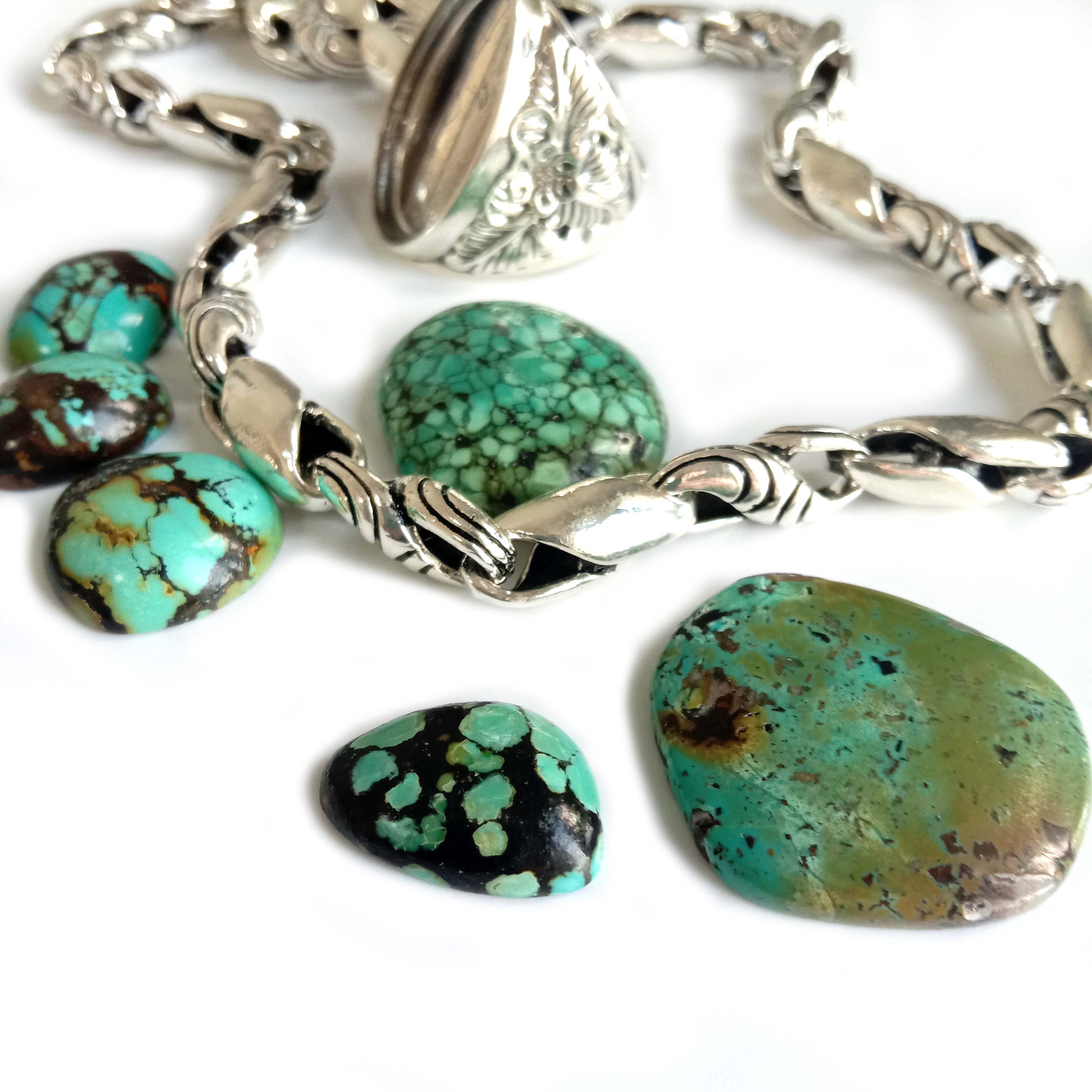 Natural Blue Green Freeform Turquoise Cabochon Gemstone Cab 15