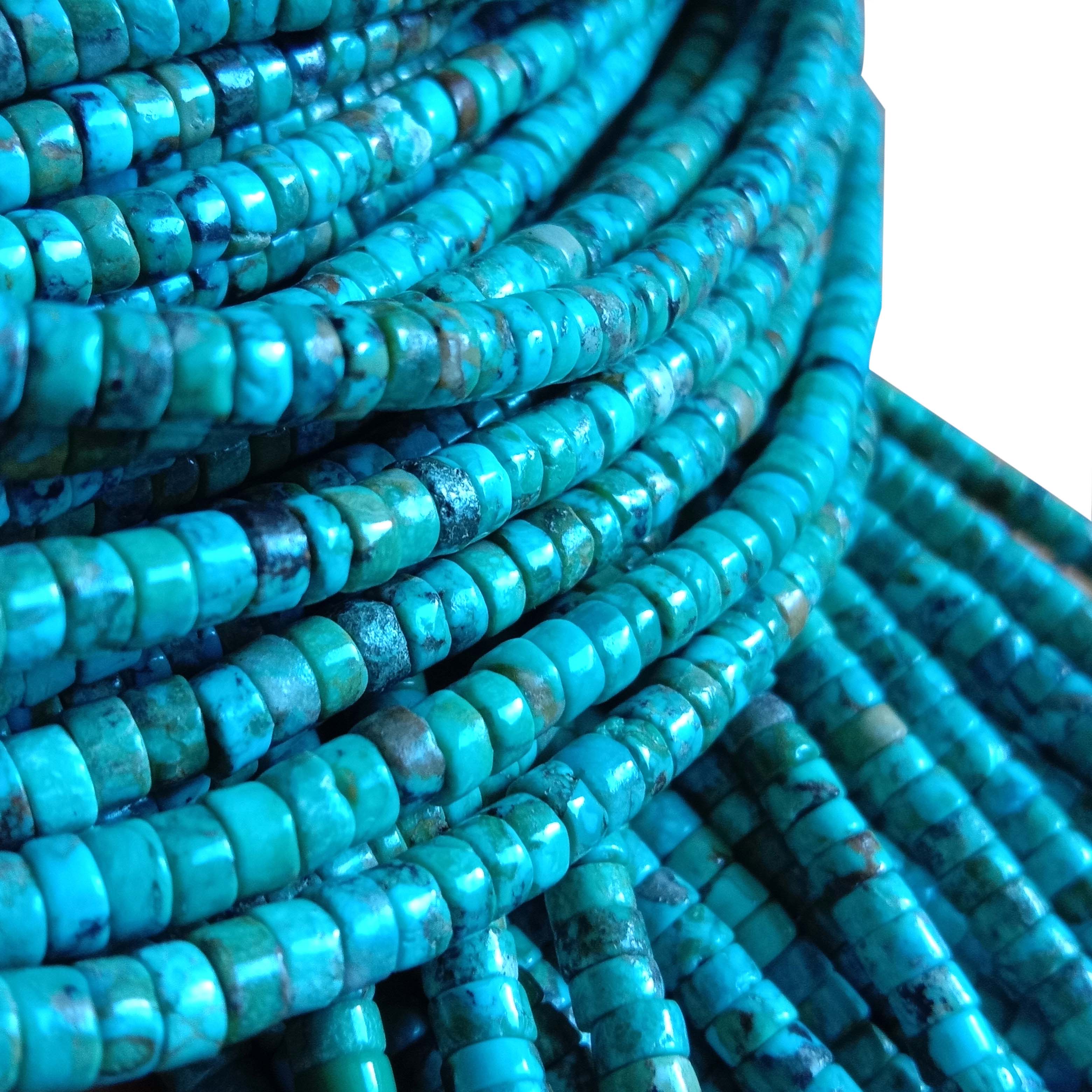 4mm Natural Turquoise Heishi Rondelle Shape Natural Color 18