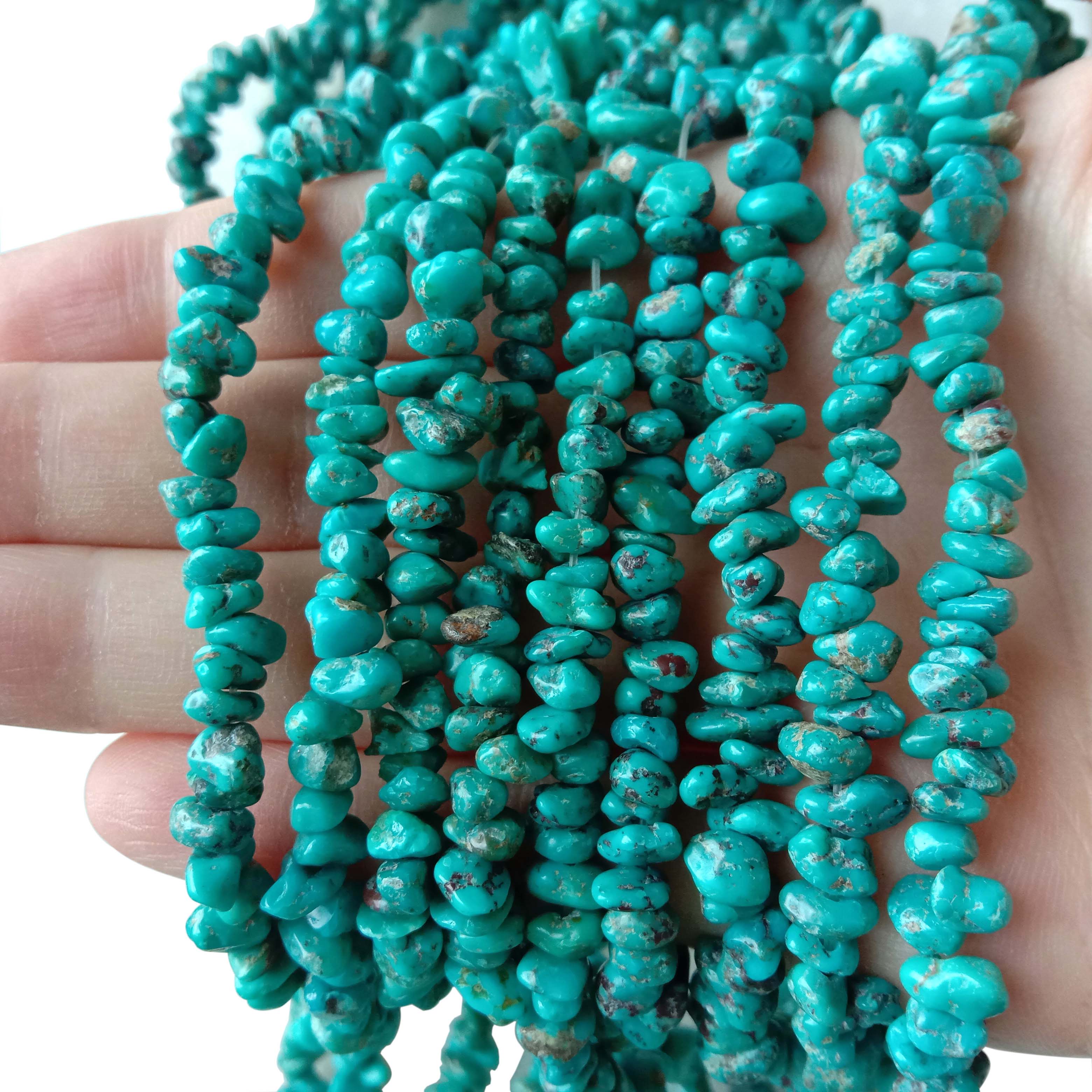 Turquoise Gemstone Strands Free form Nugget Chips Handcrafted Beads 18