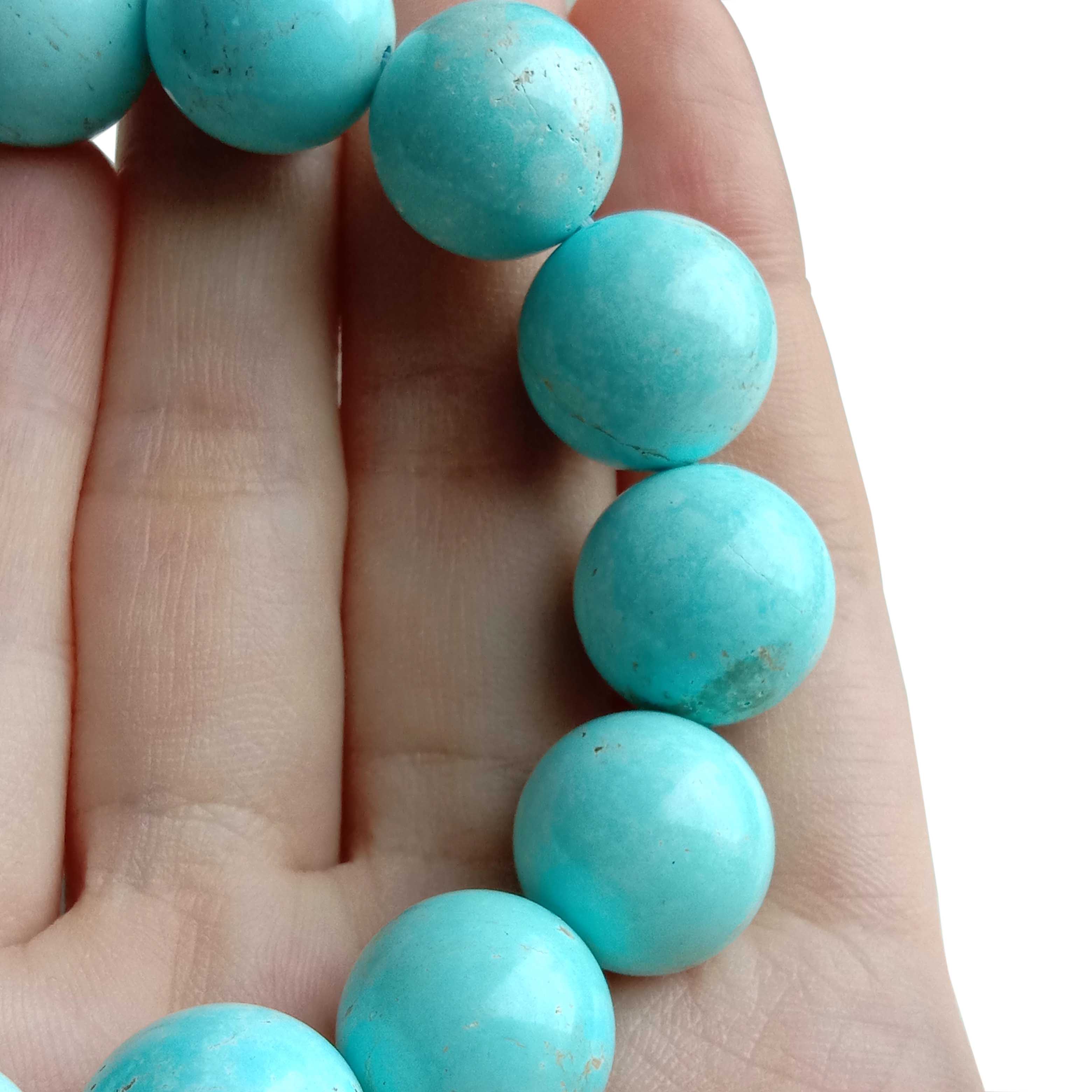 Turquoise bracelet 14mm beads crystal healing natural stone spiritual support 18