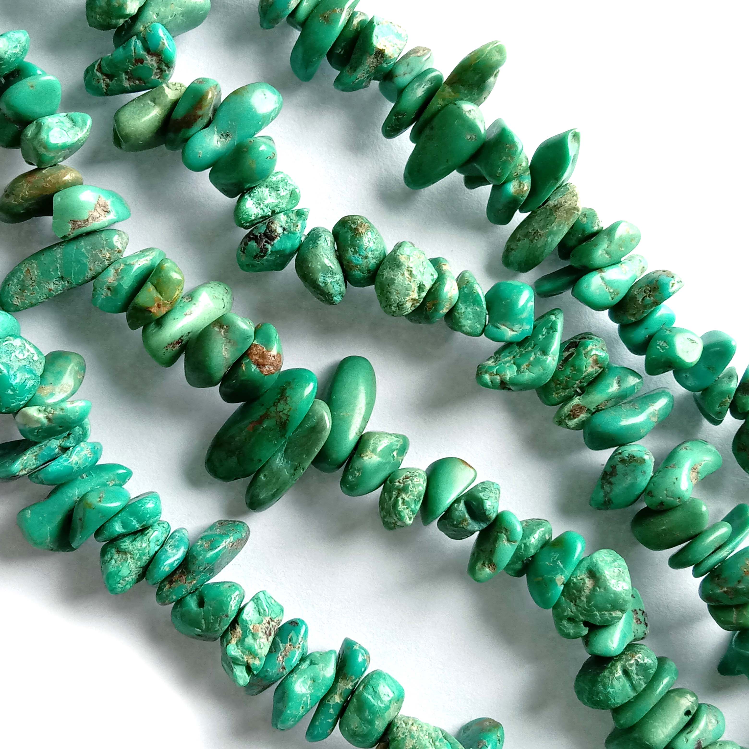 Natural Turquoise Blue Green Chip Bead 3-10mm 16 inch strand 18