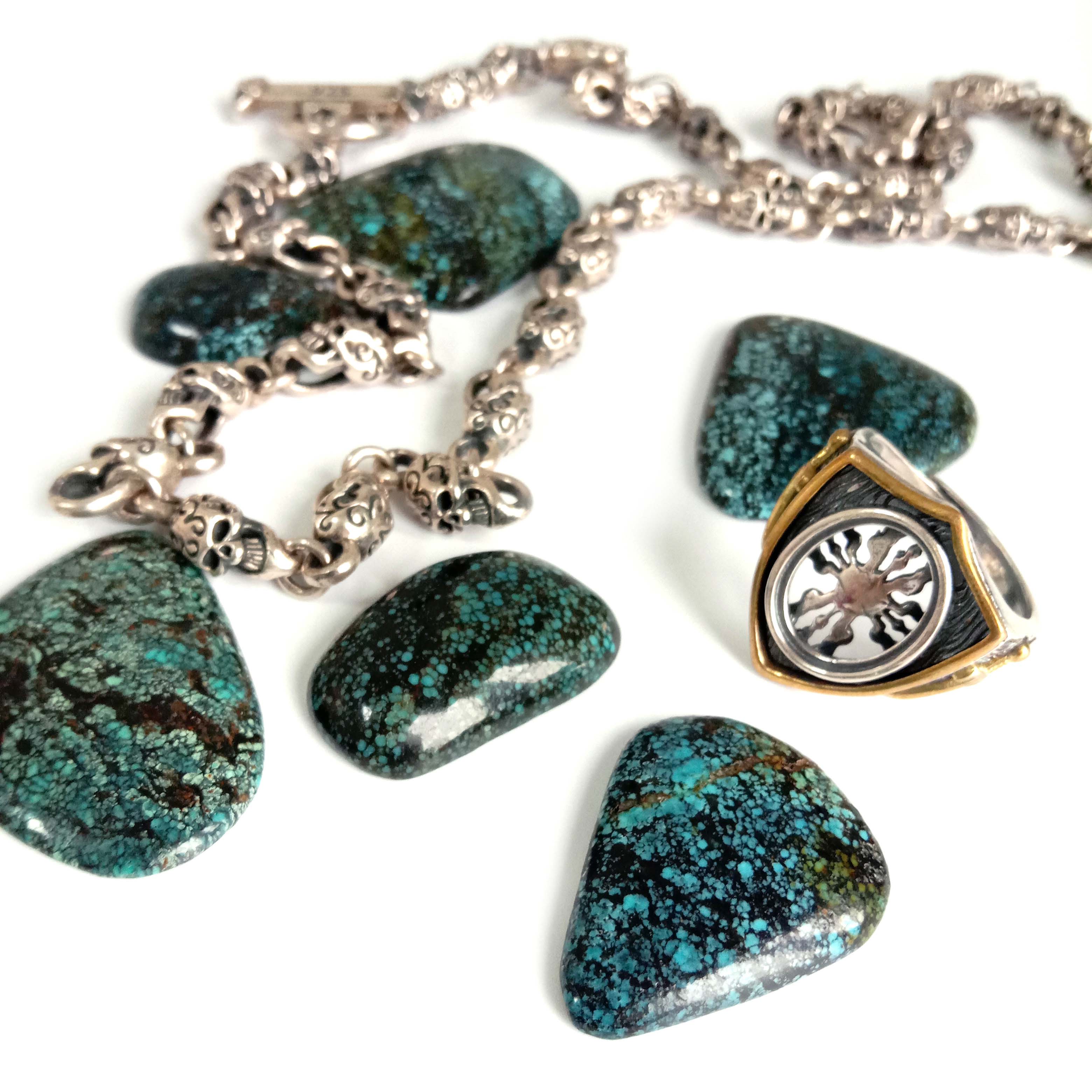 Natural Turquoise Gemstone Wholesale Cabochon Bakeng sa Pendant Jewelry Crafts Supply 15