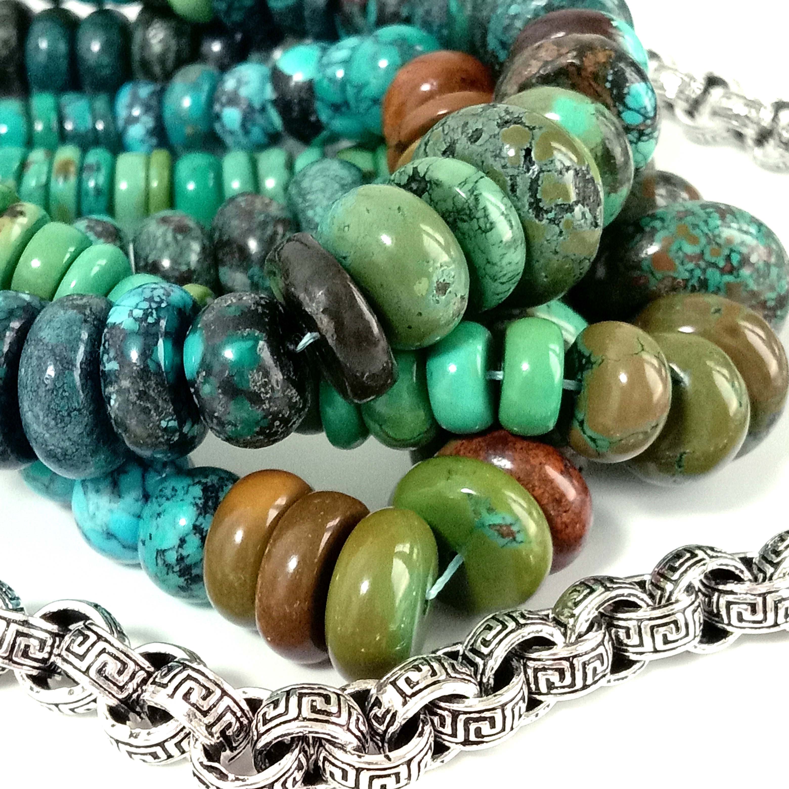 Natural Spiderweb Beads Turquoise Necklace Pendant 19