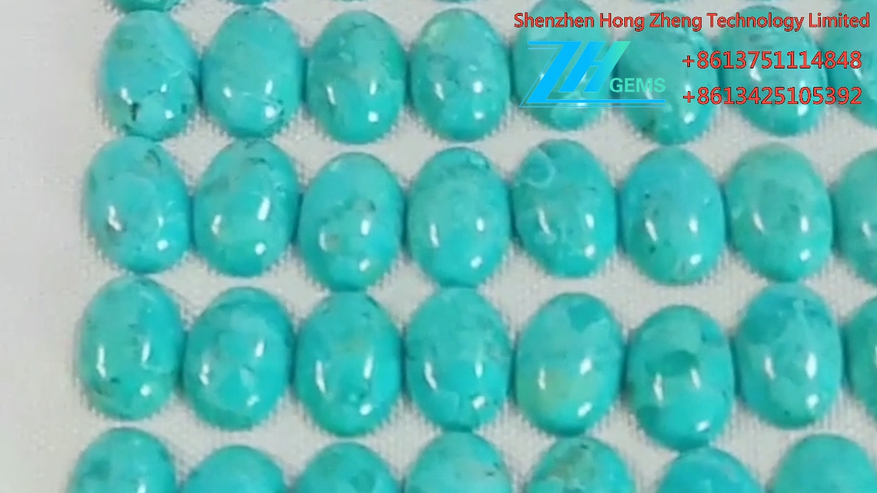 ਫਿਰੋਜ਼ੀ ਅੰਡਾਕਾਰ 10x14mm ਕੈਬੋਚਨ ਕੁਦਰਤੀ ਫਿਰੋਜ਼ੀ ਕੈਬੋਚਨ 9