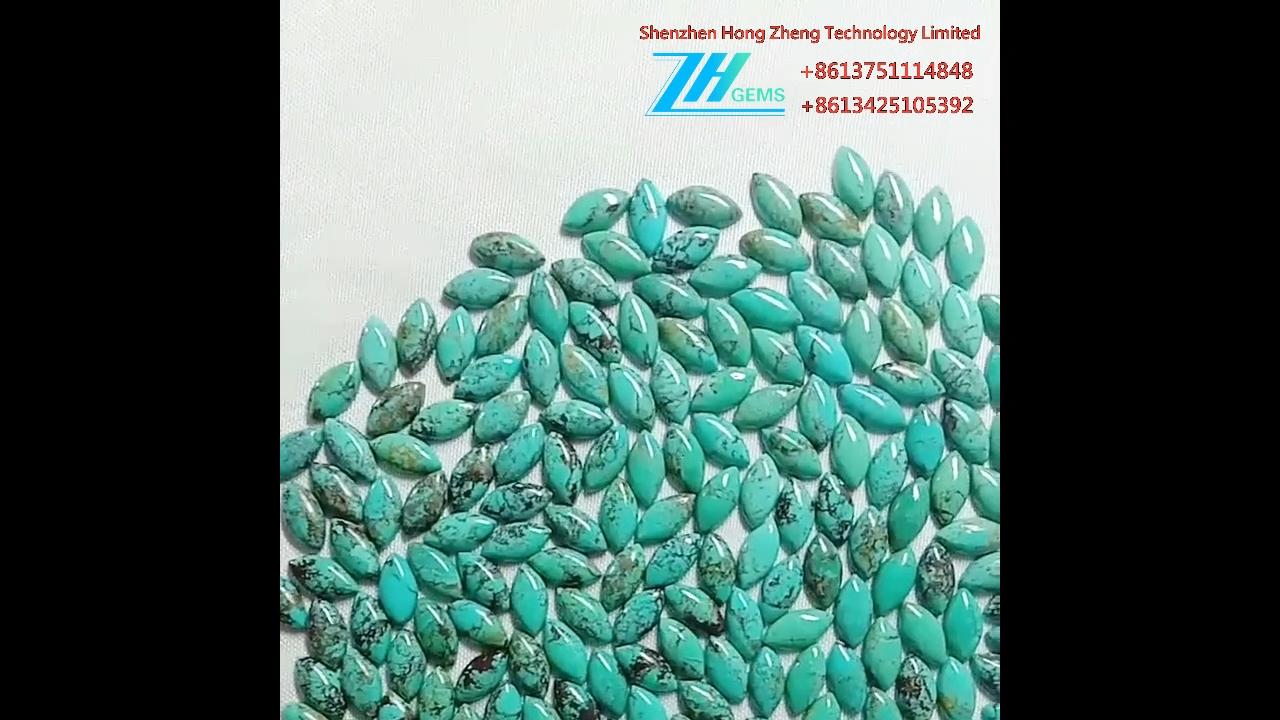 天然綠松石凸圓形校準平背橢圓形寶石 9