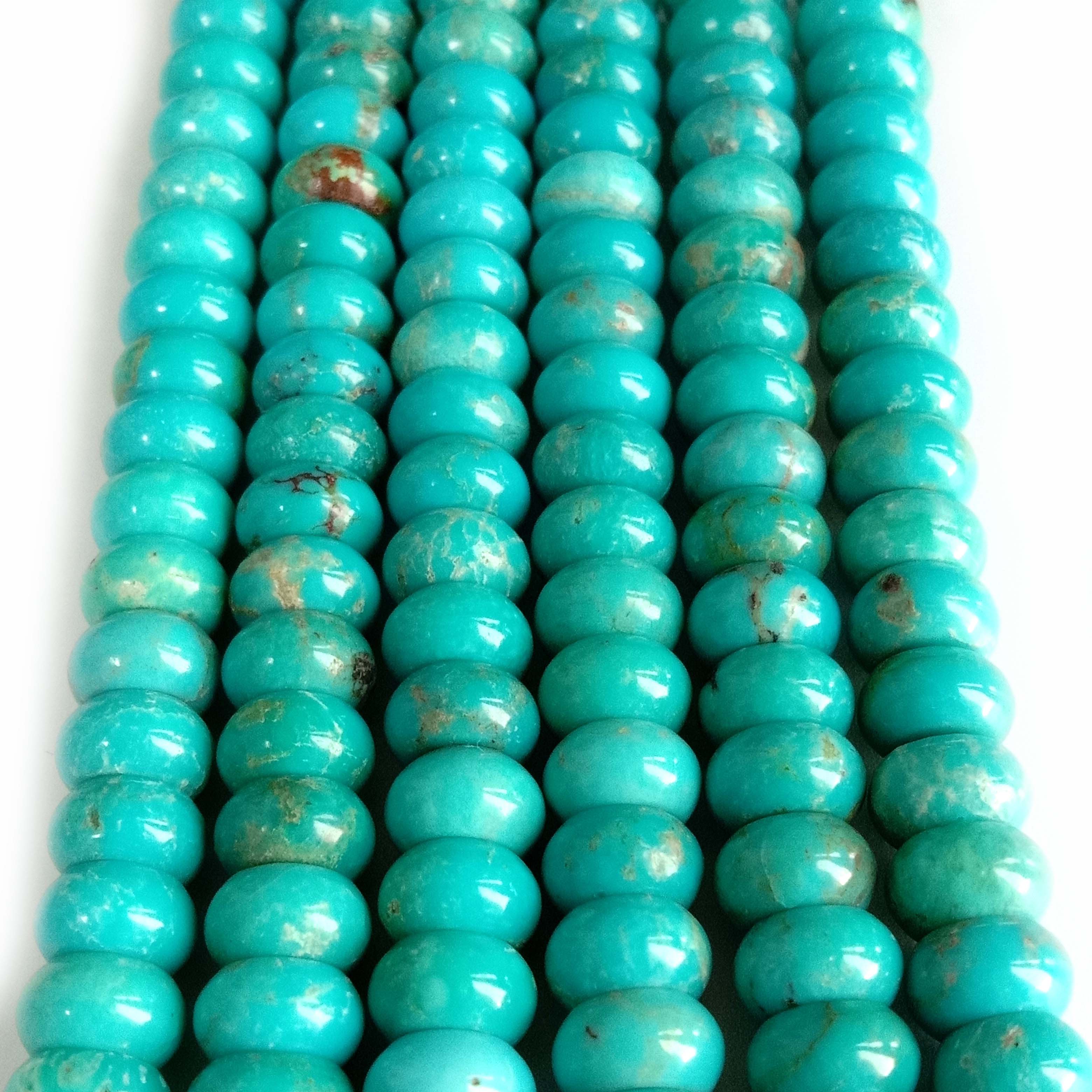Cuentas de piedras preciosas sueltas naturales Rondelle liso turquesa 18