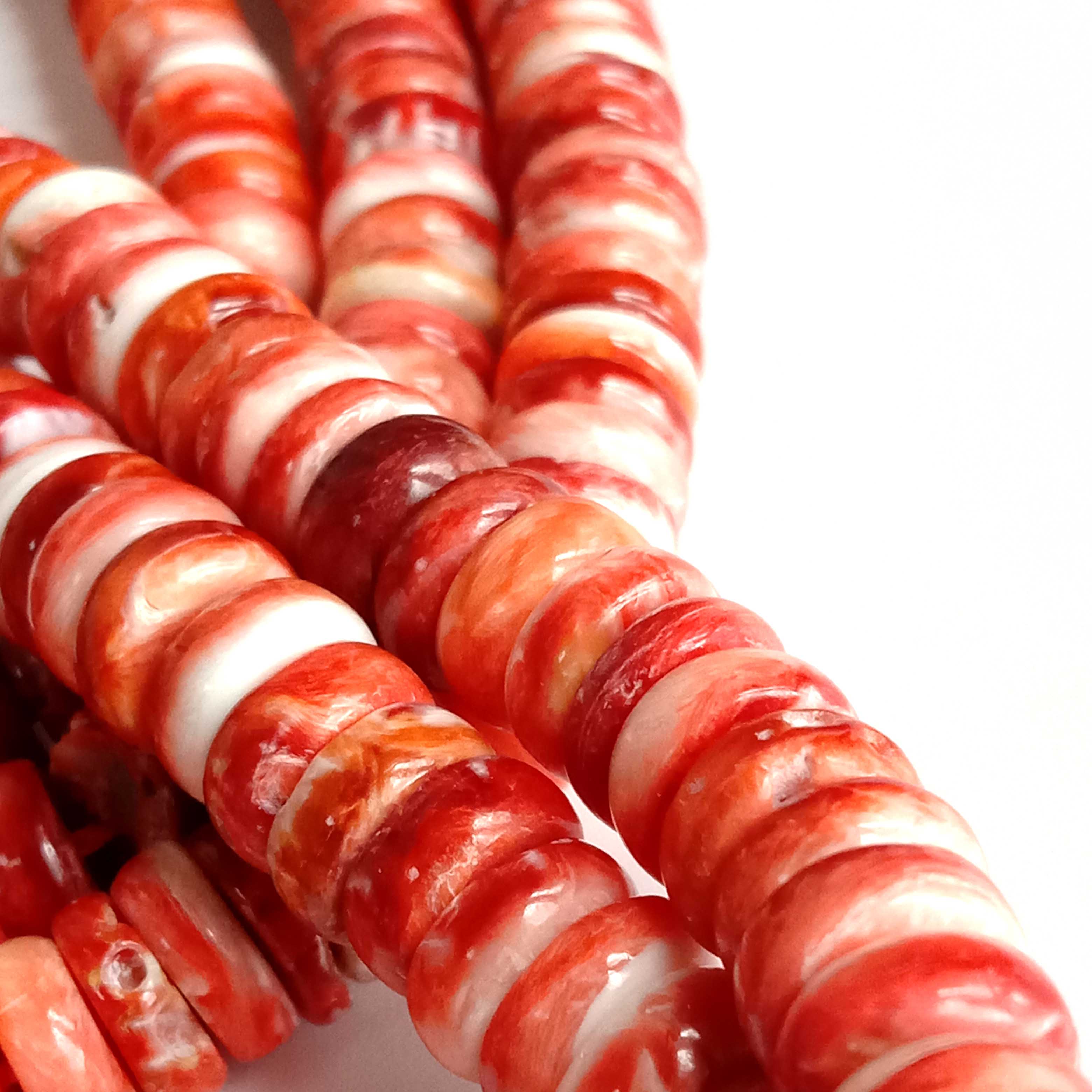 អង្កាំសំបកអយស្ទ័រធម្មជាតិ ៨ម.ម រាងមូលដេល ពណ៌ទឹកក្រូចក្រហម 14