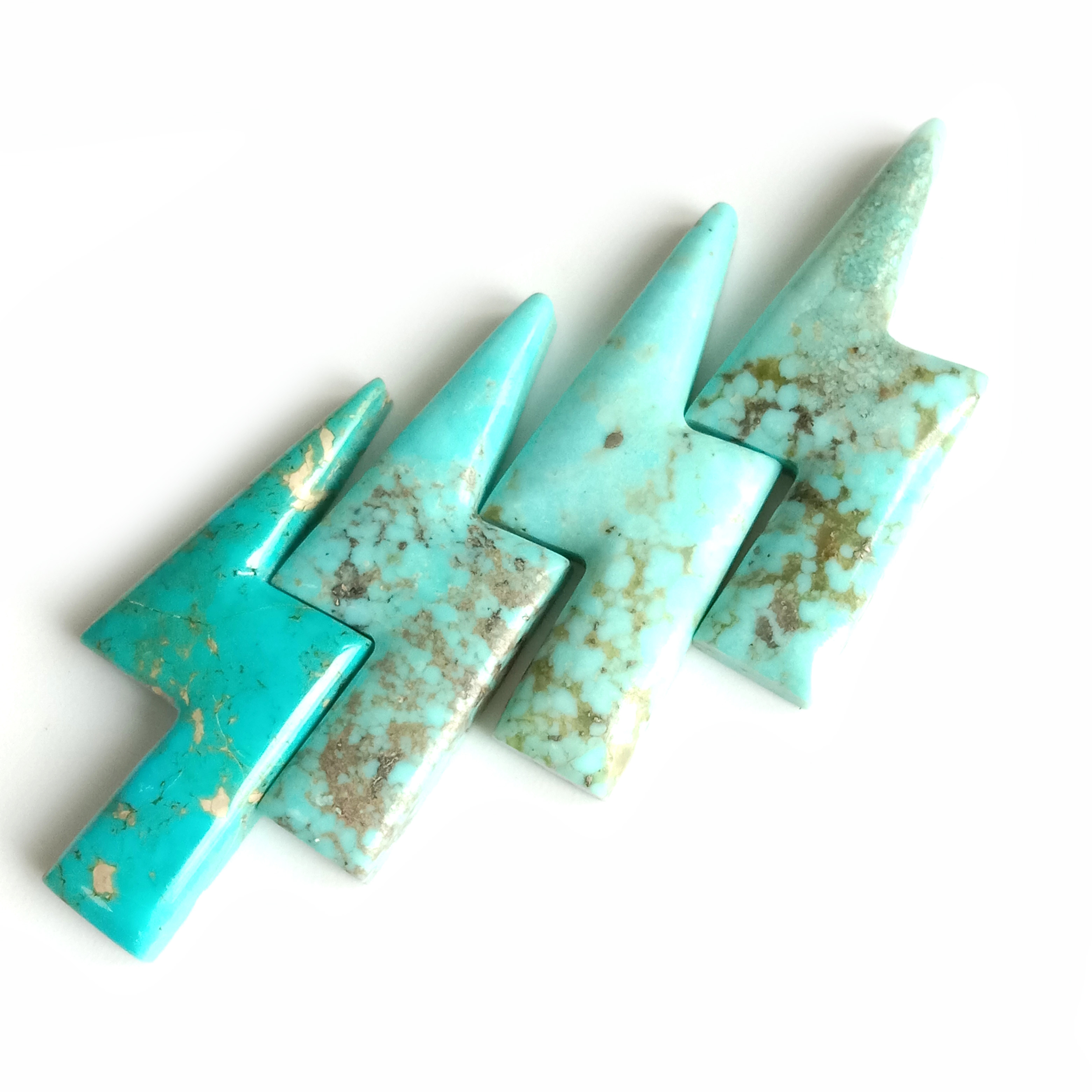 Natural Turquoise Cabochon Lightning Bolt Hand Cut 15