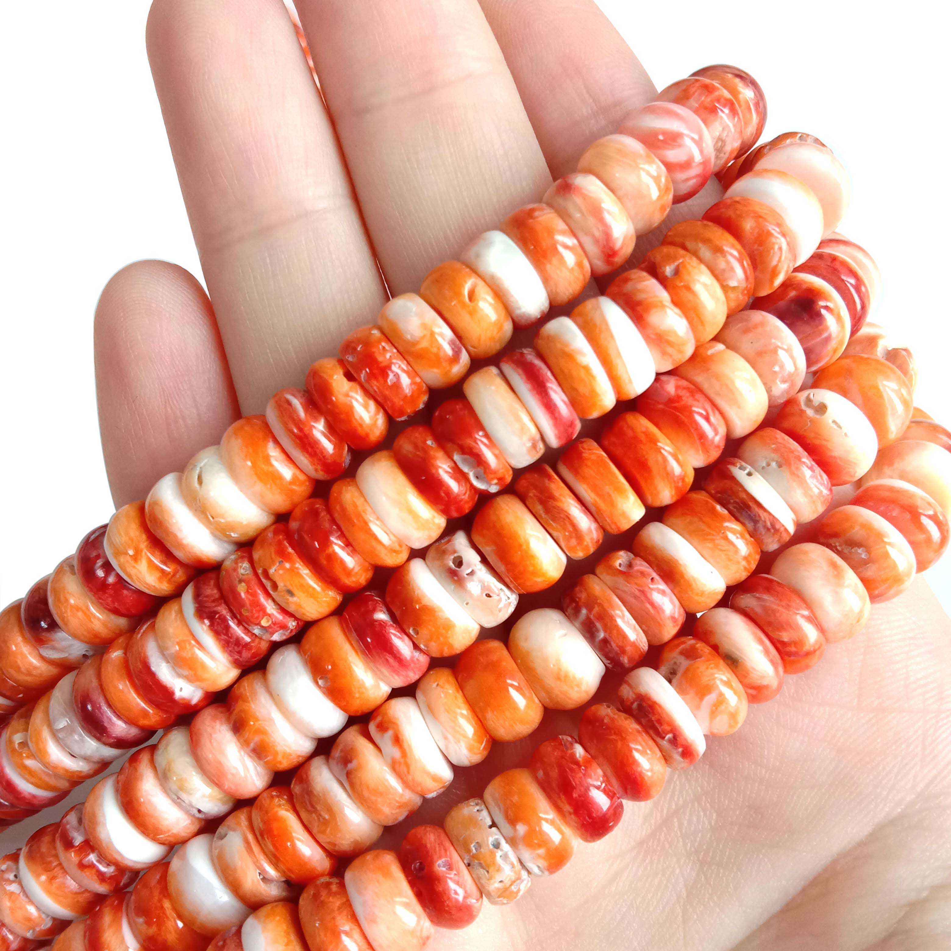 សំបកអយស្ទ័រធម្មជាតិ Rondelle Bead 8mm 16 អ៊ីញ 14