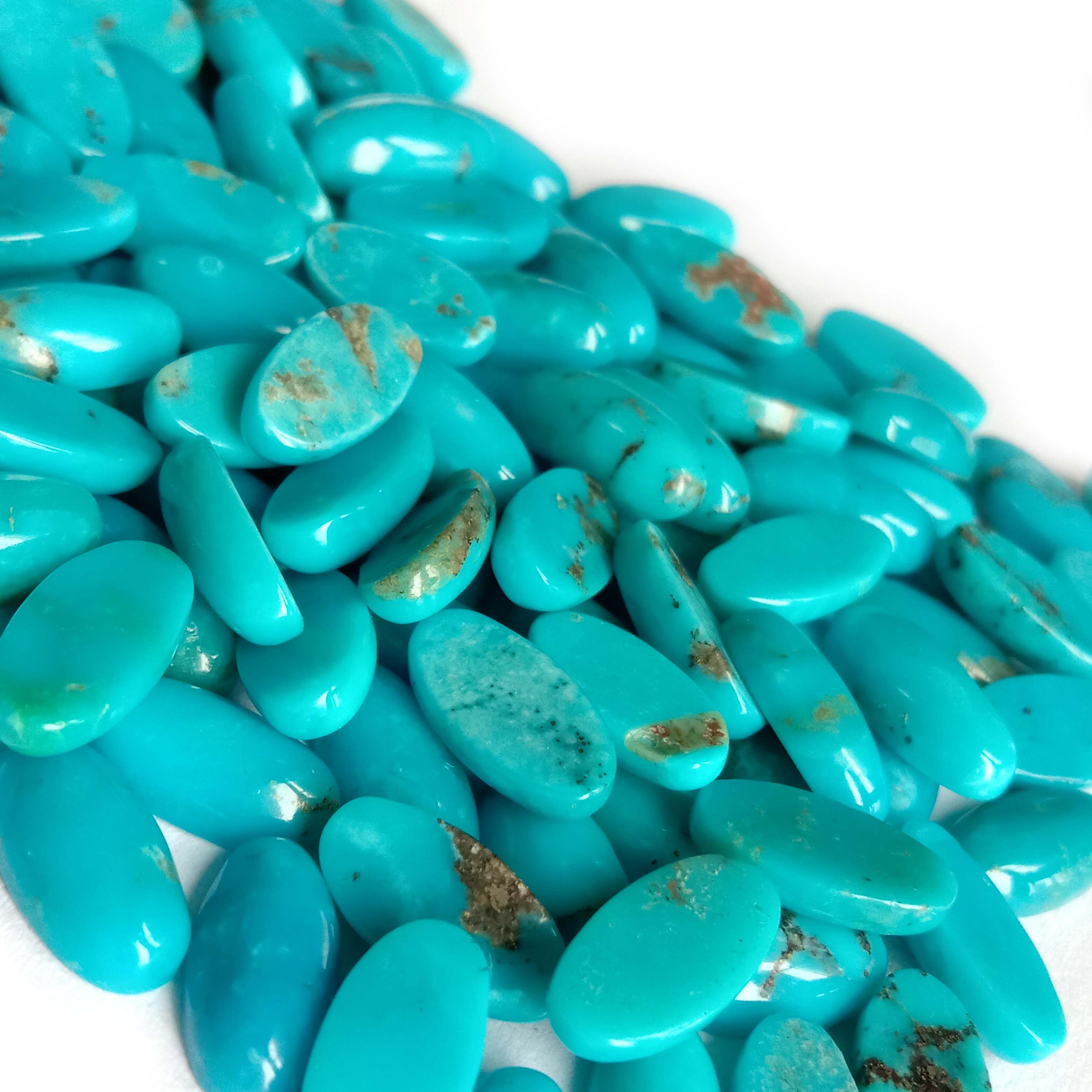 Natural Turquoise Cabochons 5x10mm Oval Flat Back 15