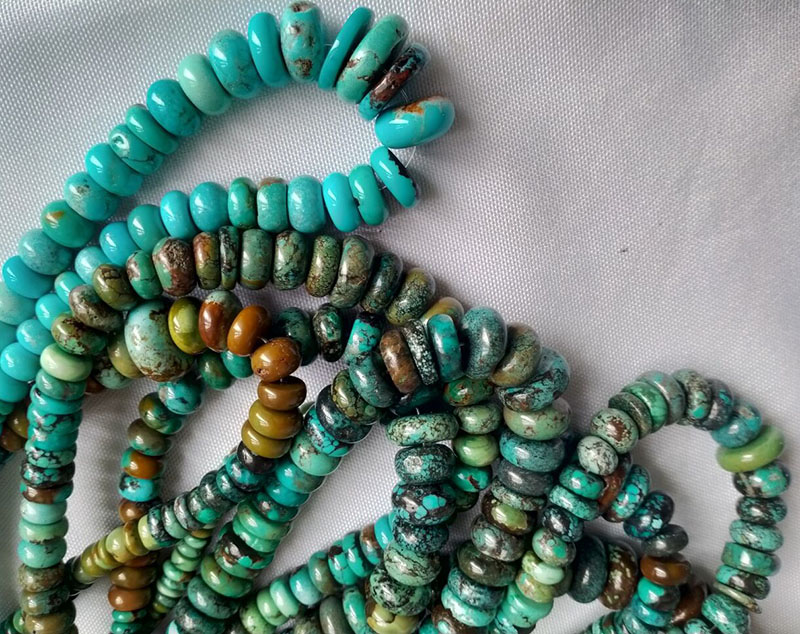 Natural Arizona Turquoise Stórar Rondelle perlur Túrkís Rondelle Disc Wheel Real Natural Blue Turquoise perlur 18