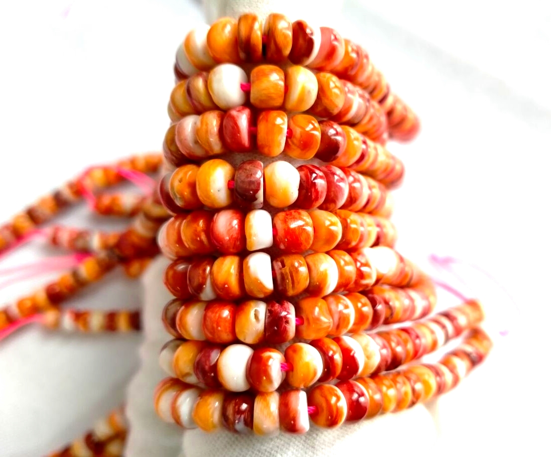 Orange da fari Spiney Oyster santsi rondelle beads 3x6mm 16 inch 14