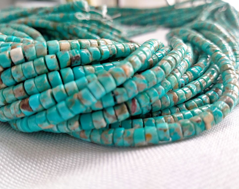 3x4mm Turquoise Faanatura Heishi Rondelle Fa'atusa Lanu Faanatura Turquoise Ma'a Ma'a'a Loko 16 Inisi Strand 18