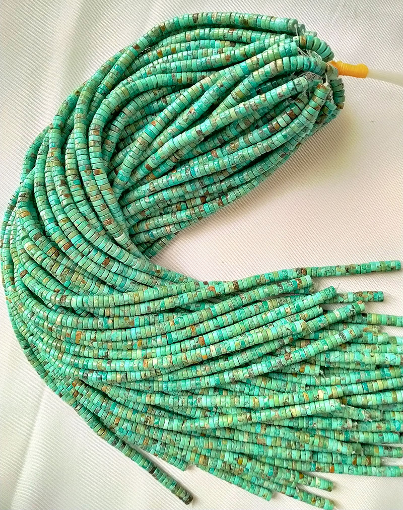 Bluejoy 6mm Genuine Native American Style Natural Turquoise Heishi Bead 16 inch Strand 19