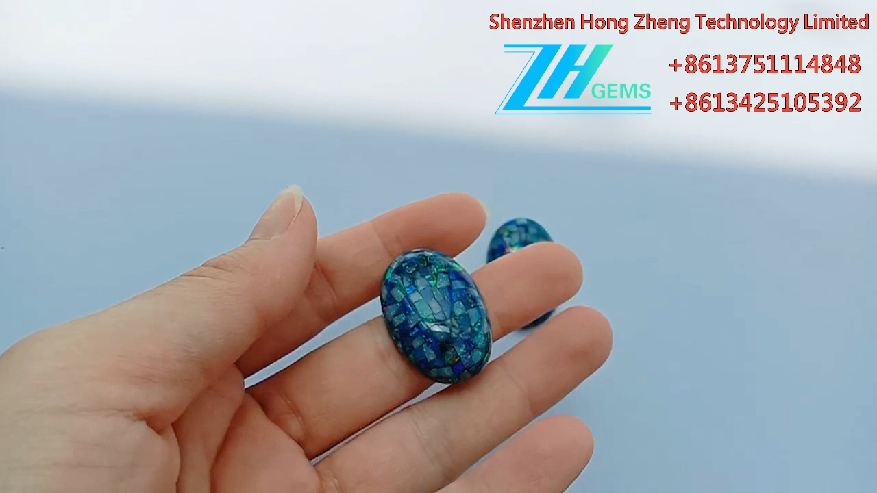 20X30X6.3mm Biru dan hijau Kabin Opal Ethiopia Asli 8