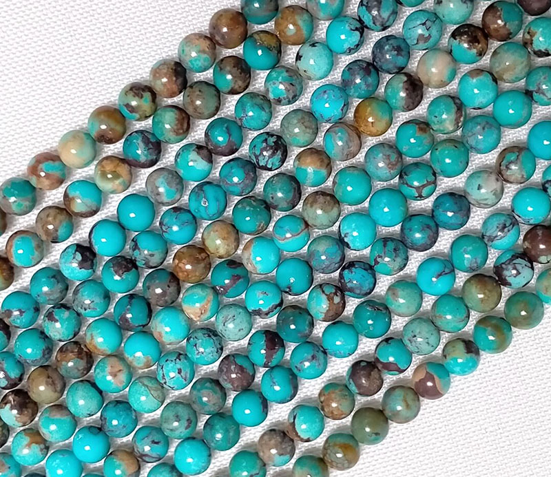 진짜 진짜 자연적인 청록색 갈색 청록색 6mm 매끄러운 둥근 구슬 16 인치 물가 18