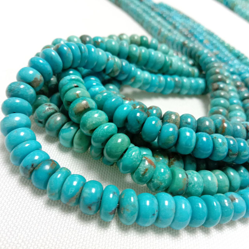 Náttúrulegar túrkísar perlur Ósviknar túrkísar perlur kringlóttar þvottaperlur túrkísar rondelle perlur 8mm 19