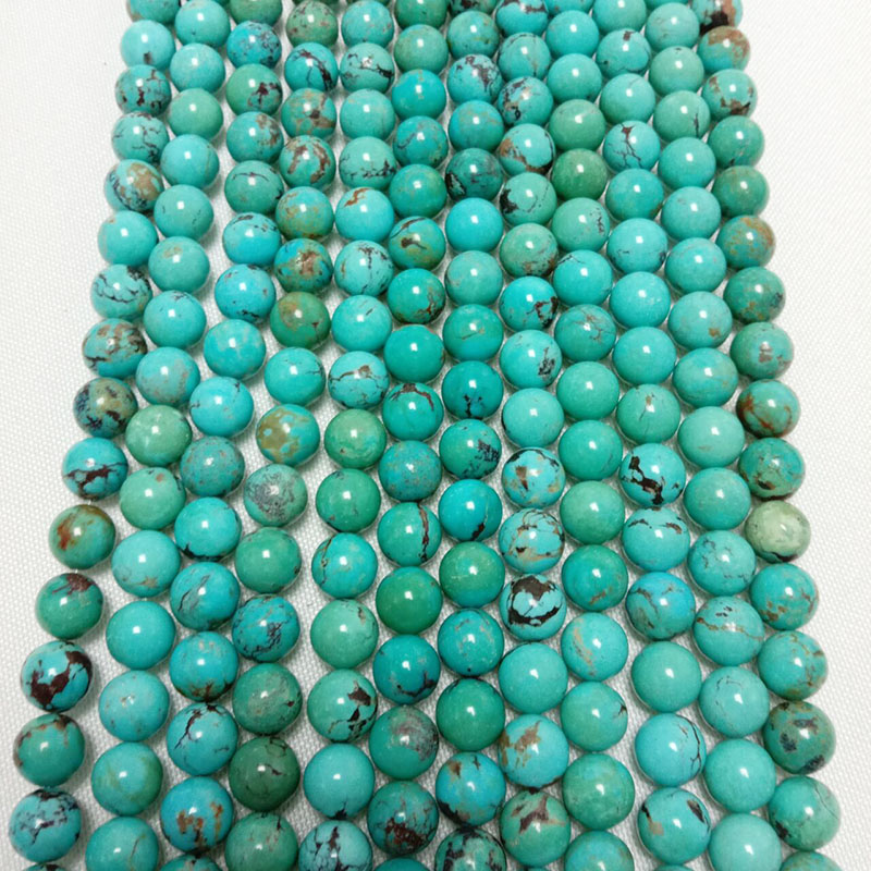 Turquoise 10mm Zagaye Daya Cikakkun Gemstone Strand Blue Brown launi 19