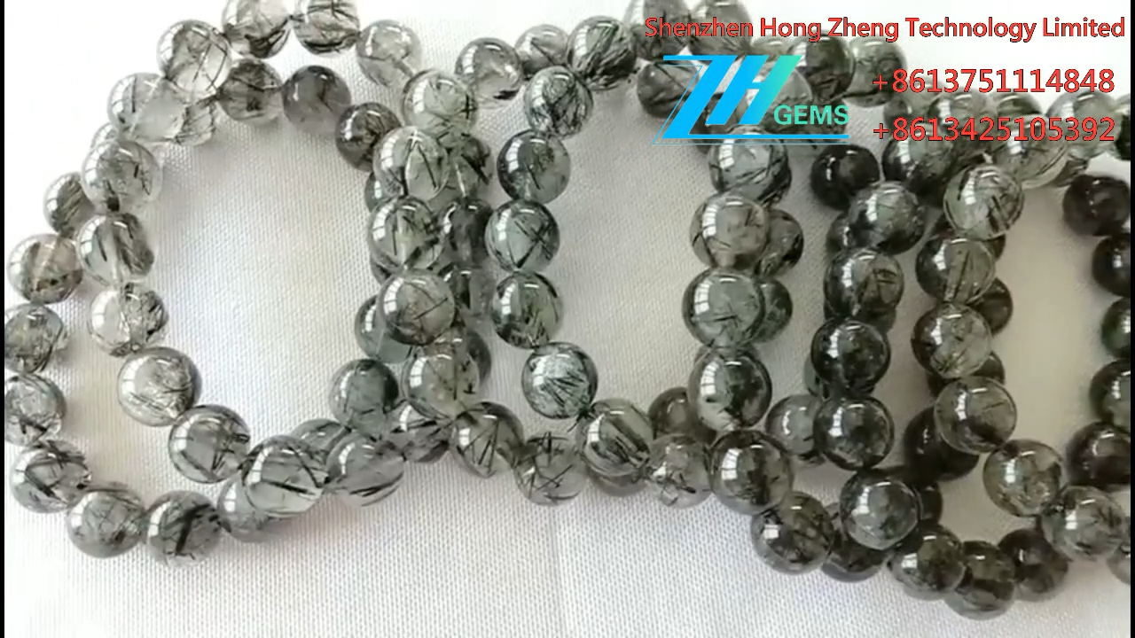 طبیعي تور روټیل شوي ګردي شکل موزونه نرم قیمتي ډبرې 8