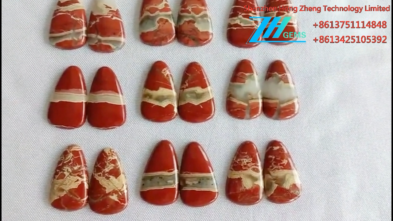 Kırmızı jasper Cabochon Çifti Karışım şekli Değerli Taş çifti Gevşek Kabin 8