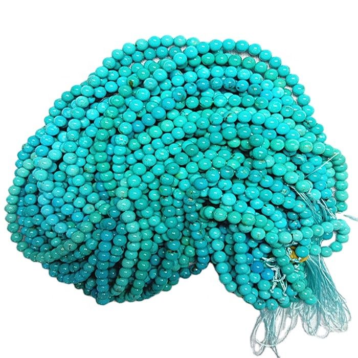 ਕੁਦਰਤੀ ਫਿਰੋਜ਼ੀ ਗੋਲ ਆਕਾਰ ਦੇ ਮਣਕੇ ਨੀਲੇ ਰਤਨ ਦੀਆਂ ਤਾਰਾਂ 12