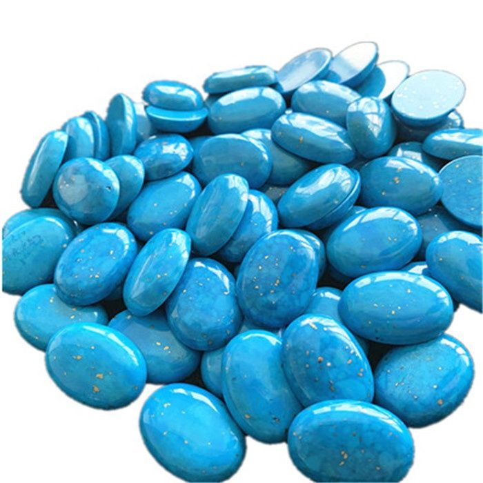Unnatural Turquoise cabochon Bentuk telur Penggilap biru 9