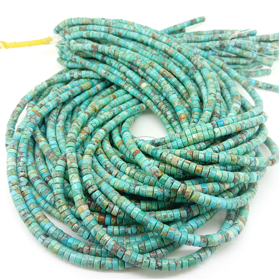 4mm Genuine Turquoise Gemstone Kereiti AAA Blue Round Tube Heishi Lifaha Tse Lokolohileng 16 inch Full Strand 18