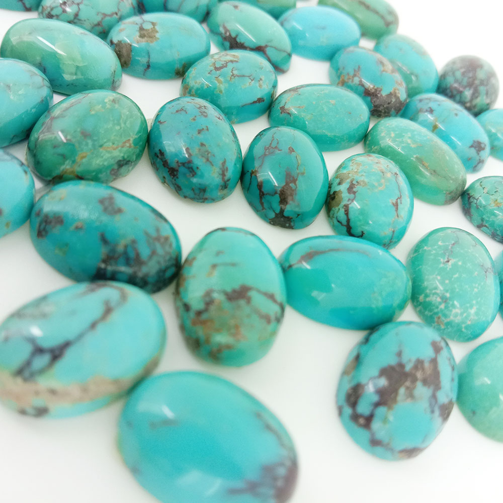 Blue Copper Turquoise Oval Shape Calibrated flat-back Cabochons For Jewelry Making Copper Mix Stones Cabocho 10x14 mm 15