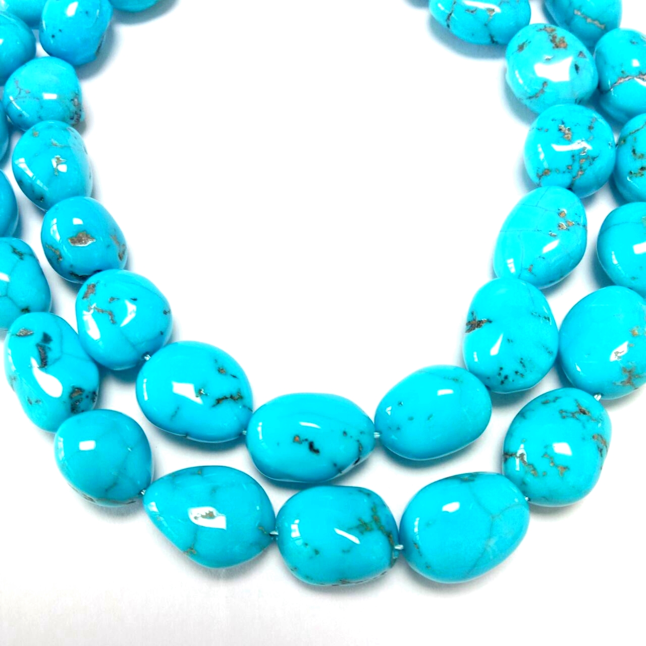 Natural Blue Turquoise Smooth Nuggets Gemstone Beads Strand Turquoise Smooth Handmad Tumble Beads Mabenyane a Ho Etsa Craft 18