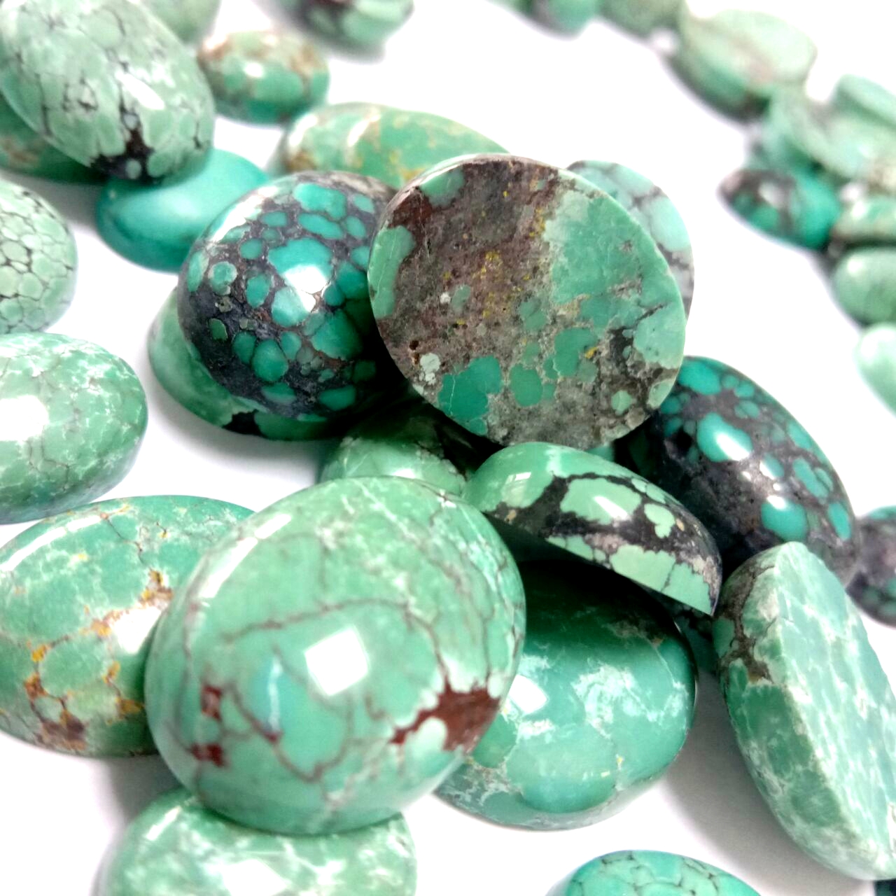 Tibet Turquoise Gemstone Smooth Cabochons Flat Back Oval cabs 15