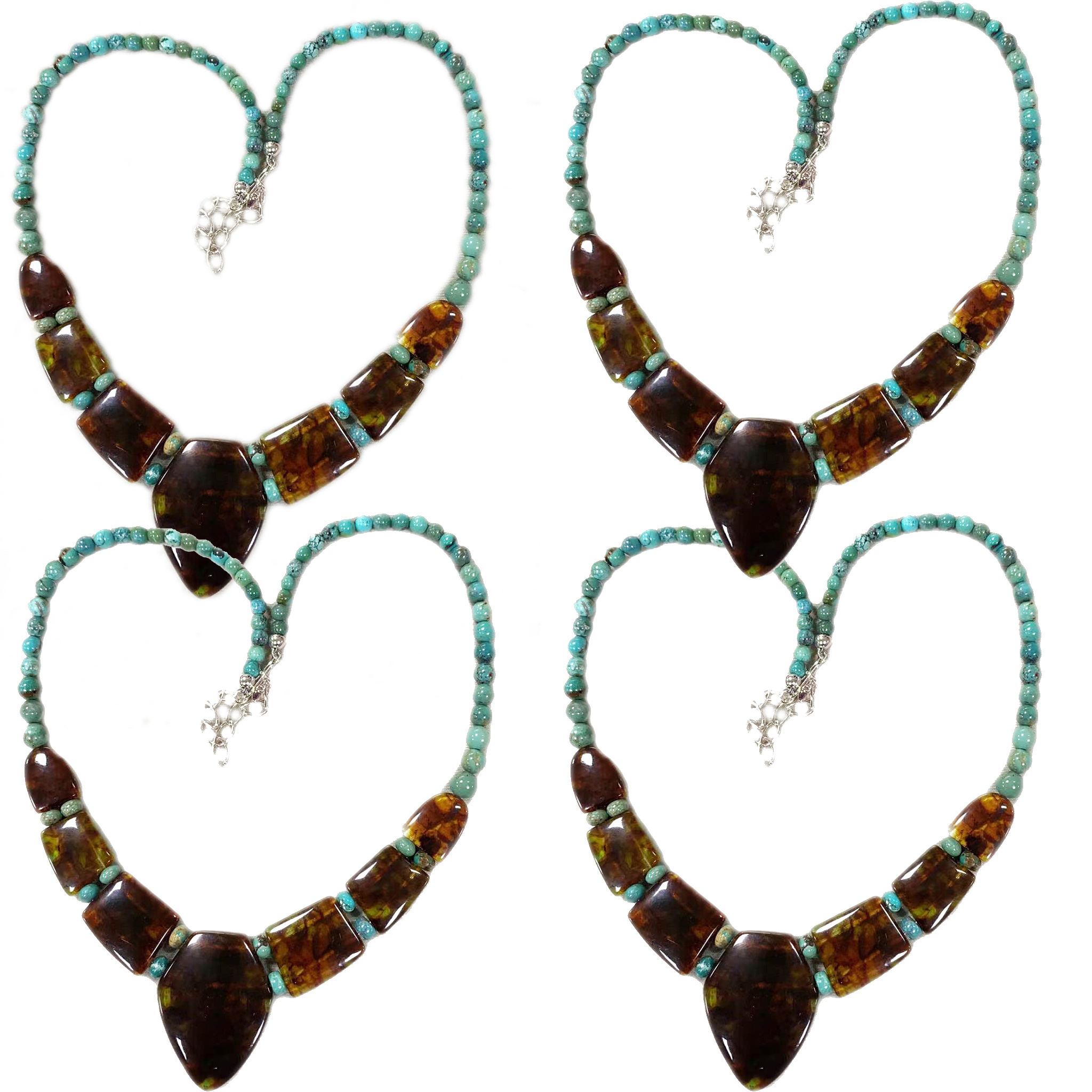 Turchese naturale è Amber Jewelry Gemstone Collana Pietre preziose per u so rigalu 15