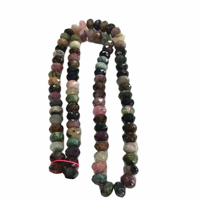 طبیعي تورمالین رونډیل د مخ شکل لرونکي شکل موتي مخلوط رنګ 8