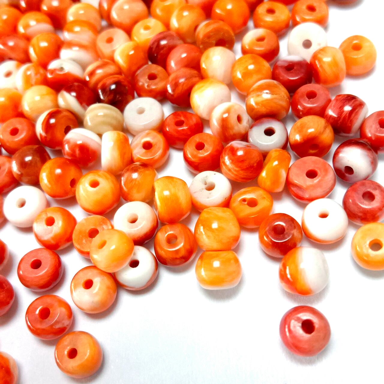 3x4mm Round Ball Spiny Oyster Shell Natural Beads Mabenyane a Boleng bo Phahameng haholo 14