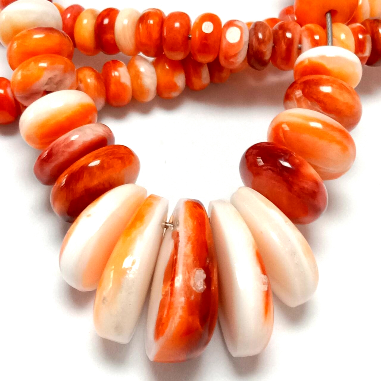 Handmade Santo Domingo Spiny Oyster Shell Sterling Silver Necklace 14