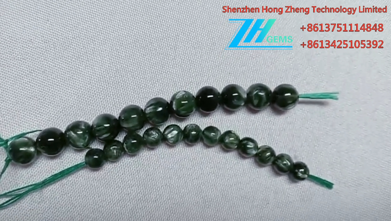 Natural Seraphinite 3A חרוזים בצורה עגולה אבן חן חלקה 8