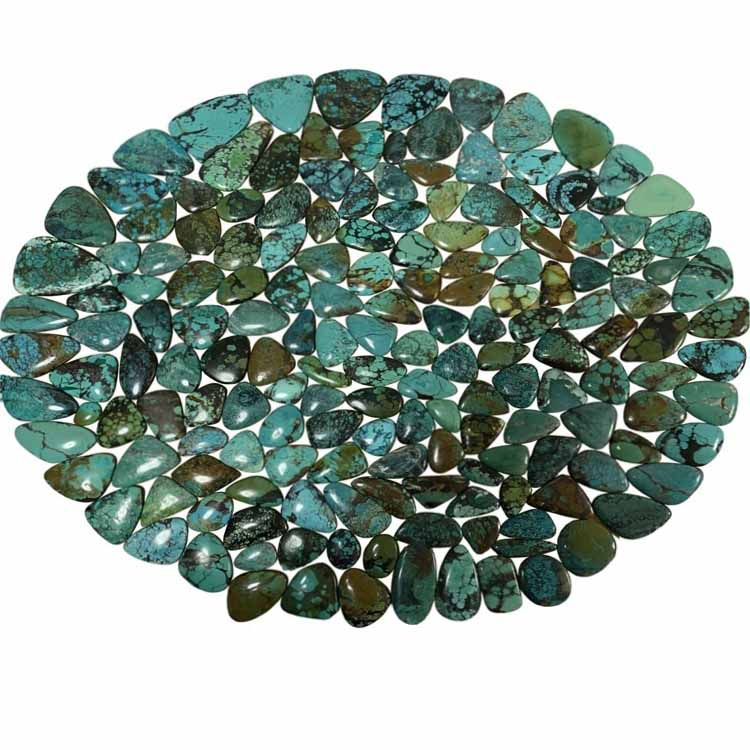 Mokhabiso o chitja oa lerako la turquoise Natural Tibetan Turquoise 5mm round rose sehiloeng ka morao cabochon bakeng sa mabenyane 15